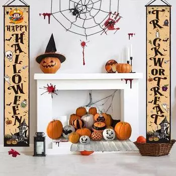 2 шт. Кошелек или жизнь Хэллоуин баннер украшения флаг дом с привидениями тыква узор дверные баннеры крыльцо вывеска баннер разноцветный