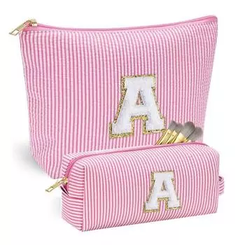 2 шт. косметички для хранения, косметичка с заглавными буквами, застежка-молния, водонепроницаемая, большая емкость, органайзер для косметики R