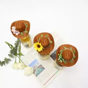 2 шт., ковбойская шляпа с подсолнечником, бутылка вина, кофе, декоративная крышка, шляпы для бутылки вина, настольные украшения