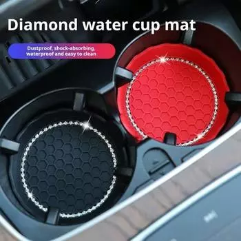 2 шт. коврик для чашки термостойкий ударопрочный легко устанавливается универсальный нескользящий автомобильный подстаканник со стразами аксессуары для интерьера A красный
