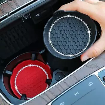 2 шт. коврик для чашки термостойкий ударопрочный легко устанавливается универсальный нескользящий автомобильный подстаканник со стразами аксессуары для интерьера A красный