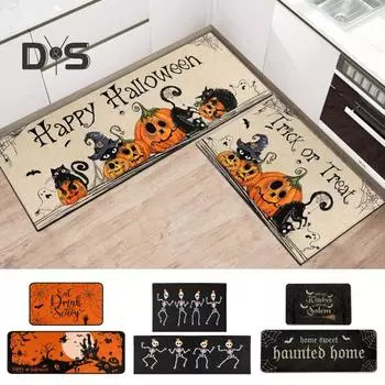 2 шт. коврик для пола в ванную на Хэллоуин, суперабсорбирующий, быстросохнущий, противоскользящий, с принтом тыквы и призрака, многоцелевой, украшение для кухни на Хэллоуин 2pcs 12