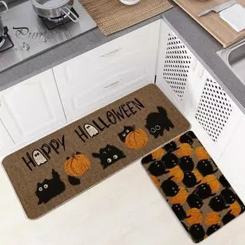 2 шт. коврик для пола в ванную на Хэллоуин, суперабсорбирующий, быстросохнущий, противоскользящий, с принтом тыквы и призрака, многоцелевой, украшение для кухни на Хэллоуин 2pcs 12