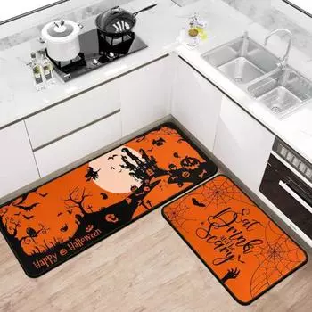 2 шт. коврик для пола в ванную на Хэллоуин, суперабсорбирующий, быстросохнущий, противоскользящий, с принтом тыквенного призрака