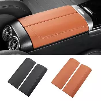 2 шт. кожаная крышка панели центрального подлокотника автомобиля, подлокотник, панель, аксессуары для интерьера для Mercedes Benz C260L GLC300L 2022 2023 коричневый