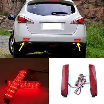 2 шт. красные линзы, отражатель заднего бампера, светодиодный стоп-сигнал для Infiniti FX37/35/50/Nissan/Sentra/Juke/Murano/Quest, хвостовая противотуманная фара