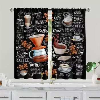 2 шт. Красные винтажные деревенские бордовые шторы для кафе, деревенские настенные украшения для фермы, маленькие короткие шторы, карманные оконные украшения для кухни (50Wx50H)x2(CM)&Rod Pocket