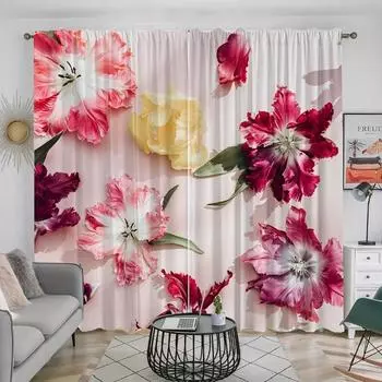 2 шт. красочные цветочные узоры занавески декоративные оконные драпировки оконные украшения для спальни гостиной украшения дома cortinas 100W130H(CM)40x51in&rod pocket