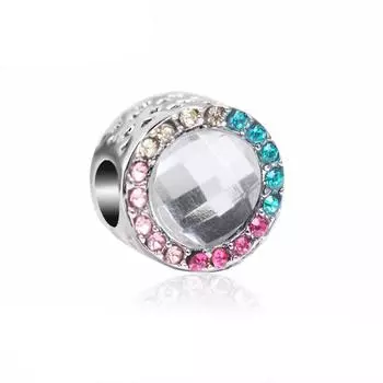 2 шт. красочные хрустальные бусины, подходят оригинальные брендовые подвески, браслеты, ожерелья, серебряный цвет, женский браслет, изготовление ювелирных изделий своими руками 2pcs