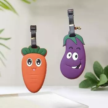 2 шт. креативная бирка для сумки с фруктами, бирка против потери, посадочный талон, ПВХ, багажная бирка, мягкая резиновая транспортная карточка Green and red chili peppers