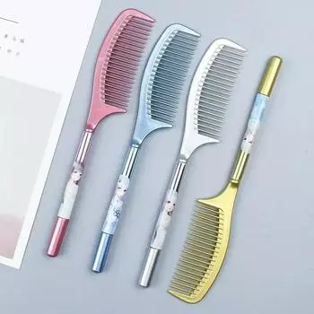 2 шт. креативная гелевая ручка в форме расчески, шариковые ручки для девочек, подарки, новинка, канцелярские принадлежности для школы, письма, художественные принадлежности, цвет случайный чёрный
