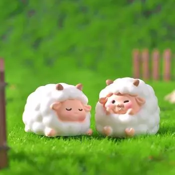 2 шт. креативные милые овечки, маленькие украшения, поделки, мультяшные мини-статуэтки, модные украшения для дома своими руками, аксессуары, подарки A1