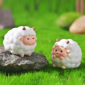 2 шт. креативные милые овечки, маленькие украшения, поделки, мультяшные мини-статуэтки, сделай сам, украшения для дома, аксессуары, подарки