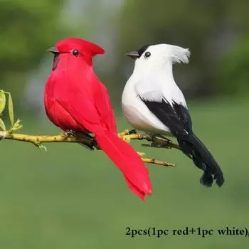 2 шт., креативные пенопластовые перья, искусственные попугаи, имитация птицы, модель дома, на открытом воздухе, сада, свадьбы, деко 2pcs