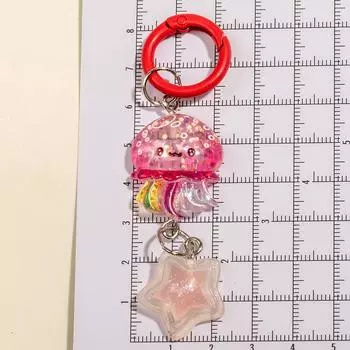 2 шт. креативный брелок из смолы с изображением мультяшного дельфина, морской звезды, медузы, краба, брелок для ключей, рюкзака, подвески, подарок