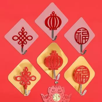 2 шт. креативный китайский красный новогодний крючок не оставляющий следов Chinese knot