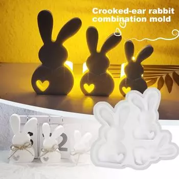 2 шт. кривые ушки кроликов комбинированные украшения декоративные цементные гипсовые формы DIY силиконовые формы One Size