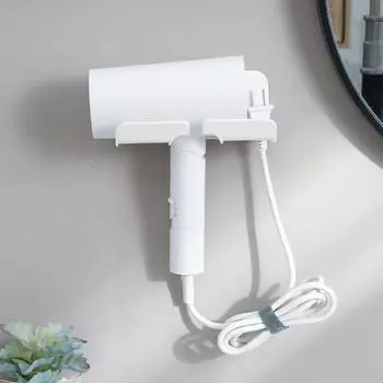 2 шт. кронштейн для фена настенный без перфорации самоклеящийся приподнятый дефлектор выпрямитель для волос фен воздуходувка органайзер принадлежности для туалета белый