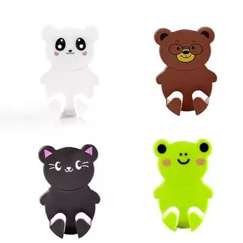 2 шт. кронштейн для вилки шнура питания настенный с изображением животных из мультфильмов клейкая прочность крючок для кухонной вилки халат полотенце мочалка халат коричневый