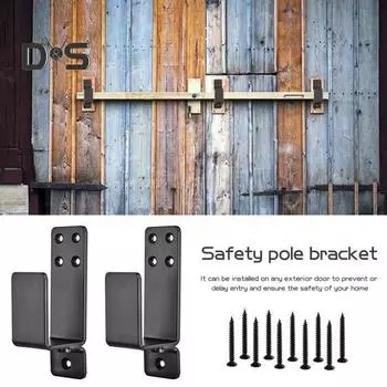2 шт. кронштейны для дверных прутков безопасности U-образной формы, высокопрочные, устойчивые к коррозии, простые в установке кронштейны, инструменты для укрепления дверей безопасности чёрный