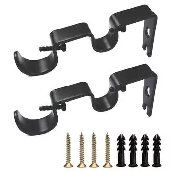 2 шт. Кронштейны для двойного карниза, настенные двухслойные подвесные кронштейны, окна чёрный