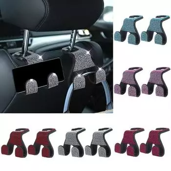 2 шт. крючки для подголовника автомобиля, блестящая вешалка для кошелька, прочные несущие, не легко деформируемые стразы, автомобильные крючки, органайзер для хранения