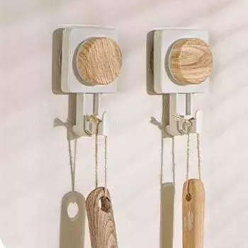 2 шт., крючки для полотенец с рисунком под дерево, настенные вешалки для хранения одежды, кухня светло-серый