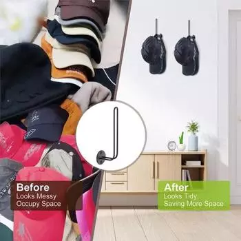 2 шт. крючки для шляп, вешалки для бейсбольных кепок, высокопрочные, прочные, несущие нагрузки, модернистский дизайн, компактные держатели для шляп чёрный