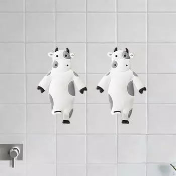 2 шт. крючки в форме животных настенные креативные вешалки для ключей мультяшный гибкий держатель для холодильника Cow