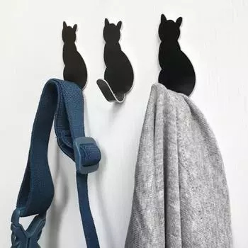 2 шт. крючок для хранения в мультяшной форме, хорошая грузоподъемность, держатель для хранения из нержавеющей стали с рисунком кошки для общежития серебряный