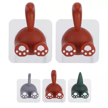 2 шт. крючок для хвоста животного PunchFree Animal Tail Sucker Hook для матового стекла, керамической плитки, мрамора, металла Red Red