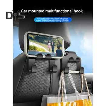 2 шт., крючок для подголовника автомобильного сиденья, держатель для телефона, сверхмощный многофункциональный автокресло, крепление на спинку сиденья, органайзер, вешалка, аксессуары для салона автомобиля 2pcs чёрный