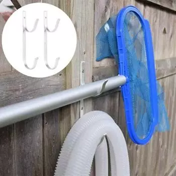 2 шт. крючок для столба для бассейна, сверхмощный алюминиевый сплав, винтовое крепление, скиммеры, грабли для листьев, сетки, принадлежности для бассейна, вешалка, уличные садовые аксессуары серебряный