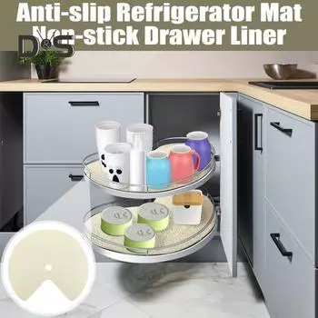 2 шт. круглая подкладка для полок, кухонные коврики, нескользящие коврики для ящиков шкафа, холодильника, кладовой, раковины, шкафа для хранения L хаки