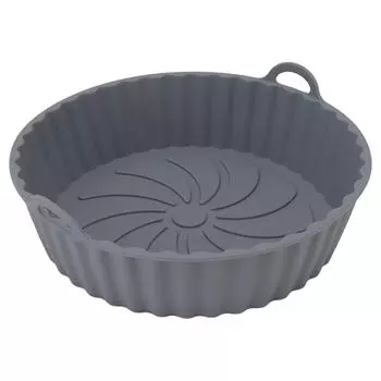 2 шт. Круглая силиконовая корзина для фритюрницы, маслостойкая, антипригарная, многоразовая, силиконовая подкладка для фритюрницы с ручками L(for 6.5-9kg)