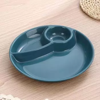 2 шт. Круглая тарелка для еды Пластиковая тарелка для измерения порций Портативная разделенная обеденная тарелка Детский сад