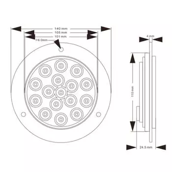 2 шт. круглые фонари для прицепа, синие, 16 светодиодов, 4 дюйма, стоп-сигнал, светодиодный задний фонарь 12-24 В красный