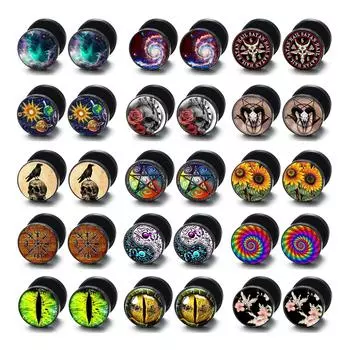 2 шт., круглые серьги-штанги в стиле ретро в национальном стиле, мужские и женские трендовые серьги-клипсы для ушей