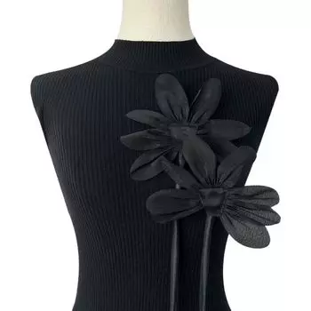 2 шт. Кружевная ткань Цветочная брошь Аппликации Тюль Одежда Патч Одежда Аппликации Украшения Одежды чёрный