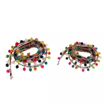 2 шт. кружевная жаккардовая лента с кисточкой и бахромой в этническом стиле с отделкой из шарика с помпоном, 1 ярд as described