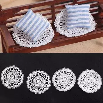2 шт. кружевные миниатюры настольные салфетки вязаные кукольные салфетки настольные салфетки кукольная мебель 5.4cm 2pcs