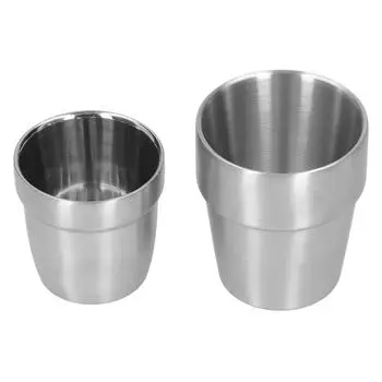 2 шт. кружки из нержавеющей стали с двойными стенками для ресторана, кружка для пива, воды, кофе (180мл 300мл)