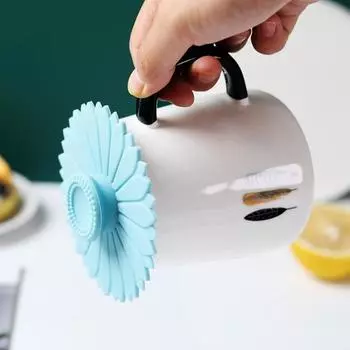 2 шт. крышки для чашек, силиконовые крышки для кружек в форме подсолнуха для горячих и холодных напитков, микроволновая печь с морозильной камерой, безопасные крышки для чайников, герметичное уплотнение, крышка для напитков синий