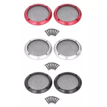 2 шт. Крышки для динамиков, черная круглая сетка для динамика, декоративная сетка для сабвуфера, защитная решетка для автомобильного динамика Black