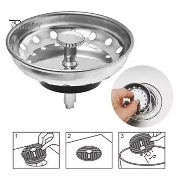 2 шт. крышки для раковины, фильтр из нержавеющей стали, противозасоряющийся, с центральной ручкой, резиновая пробка, нижняя часть, кухонный фильтр двойного назначения, сливной фильтр для раковины, пробки для слива раковины 2pcs