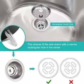 2 шт. крышки для раковины, фильтр из нержавеющей стали, противозасоряющийся, с центральной ручкой, резиновая пробка, нижняя часть, кухонный фильтр двойного назначения, сливной фильтр для раковины, пробки для слива раковины 2pcs