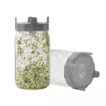 2 шт. крышки из нержавеющей стали для проращивания семян для банок Мейсона, крышки-сетки для банок Мейсона с широким горлом для набора для проращивания, крышка для проращивания семян, устройство для проращивания семян без бисфенола А 2pcs серый