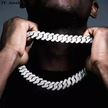 2 шт. кубинские цепочки ожерелье браслет набор для мужчин женщин цепи хип-хоп мужские ювелирные изделия 2Pcs(Bracelet+Necklace)