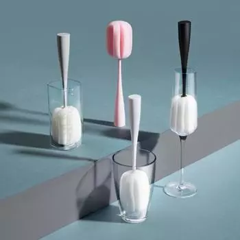 2 шт. кухонная бутылка для вина, кофе, чай, стеклянная чашка, губка, щетка, инструмент для чистки, товары для распродажи серый