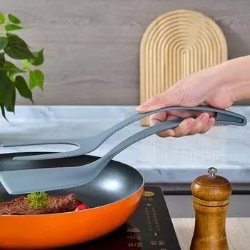 2 шт. кухонная лопатка 2-в-1 силиконовая лопатка щипцы универсальная лопатка для жареной рыбы инструмент для приготовления пищи для домашней кухни серый